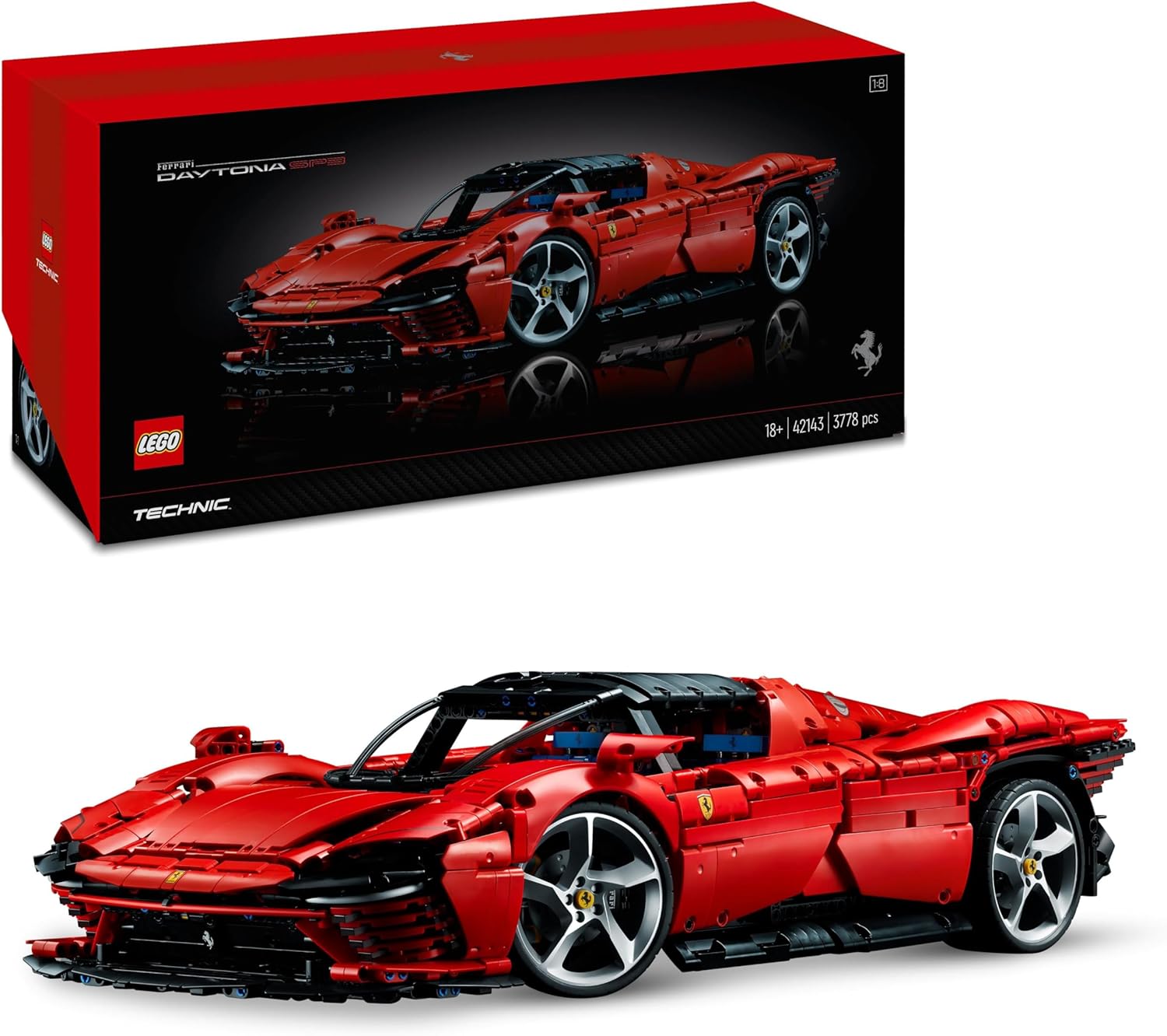 Technic Ferrari Daytona SP3, Maqueta de Súper Coche Rojo para Construir, Escala 1:8, Regalo Coleccionable para Hombres y Mujeres, Ultimate Car Concept 42143