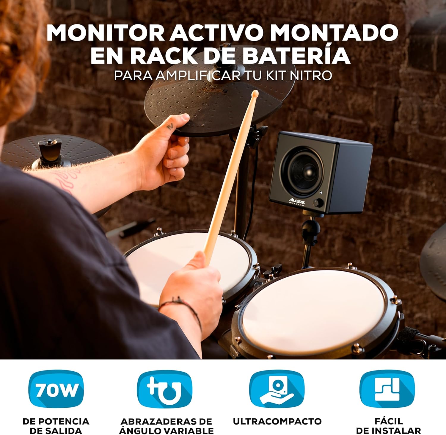 Alesis Nitro Max Kit Batería Electrónica con Parches Silenciosos de Malla, Caja de Doble Zona de 10", Bluetooth, 440+ Sonidos Auténticos, Lecciones Drumeo, USB MIDI, Pedal de Bombo