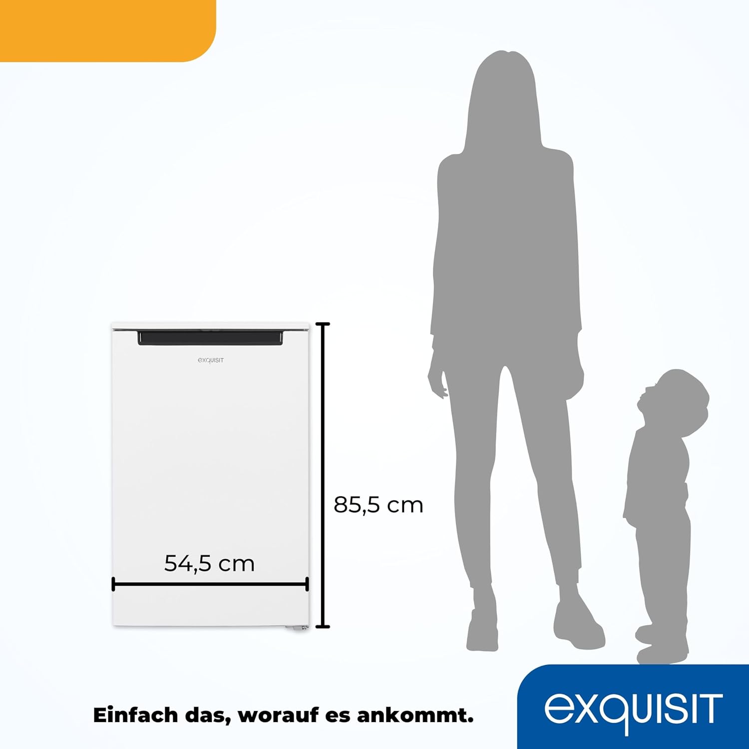 Exquisit congelador vertical, 87L, 4 estrellas, clase D, Color blanco, 3 cajones, método descongelación manual, termostato ajustable, puerta reversible, 40 db, consumo 132 kwh/año, 85,5x54,5x58 cm