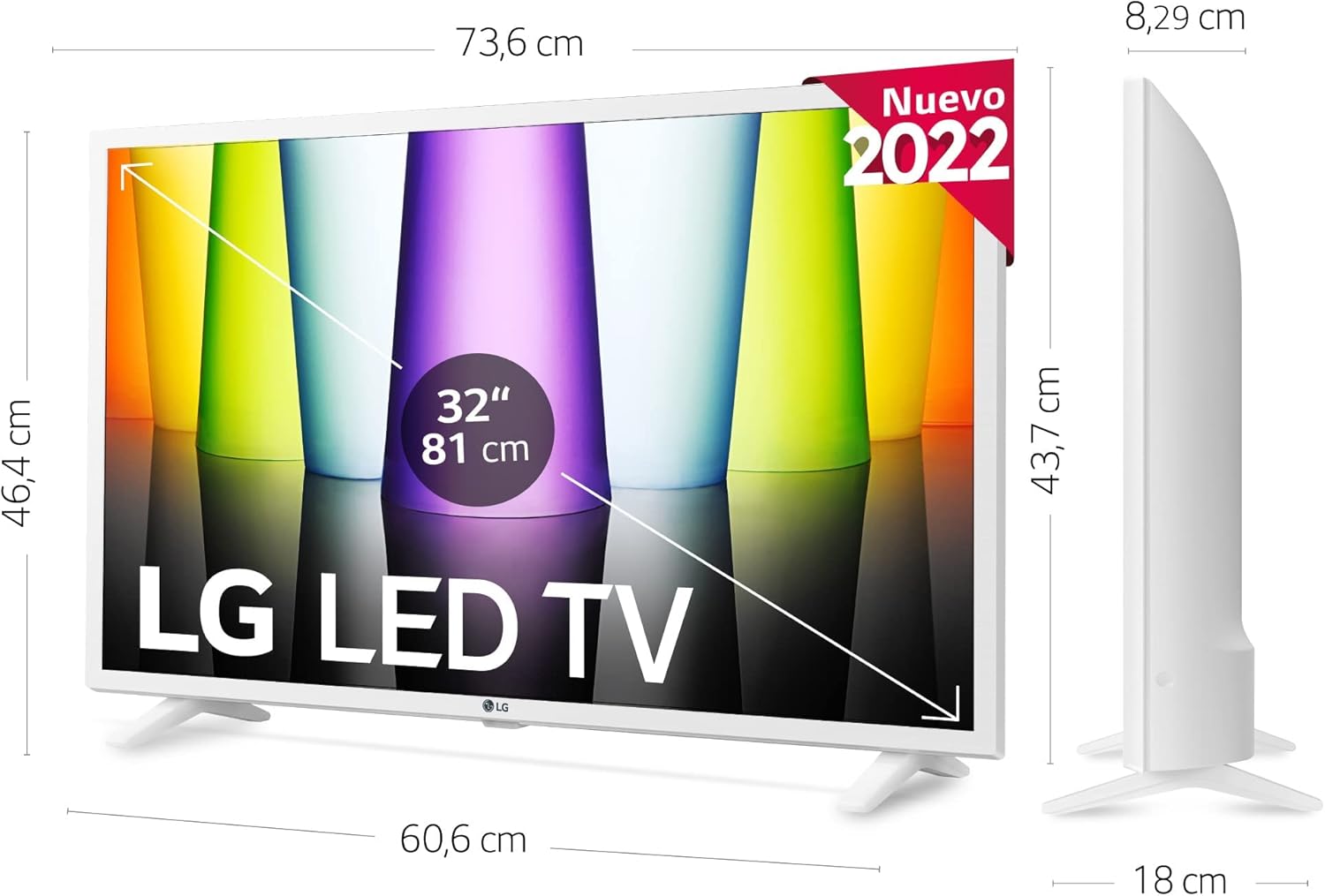 Televisor 32LQ63806LC - Smart TV webOS22 32 Pulgadas (81 cm) FHD, Procesador de Gran Potencia a5 Gen 5, Compatible con formatos HDR 10, HLG, HGiG