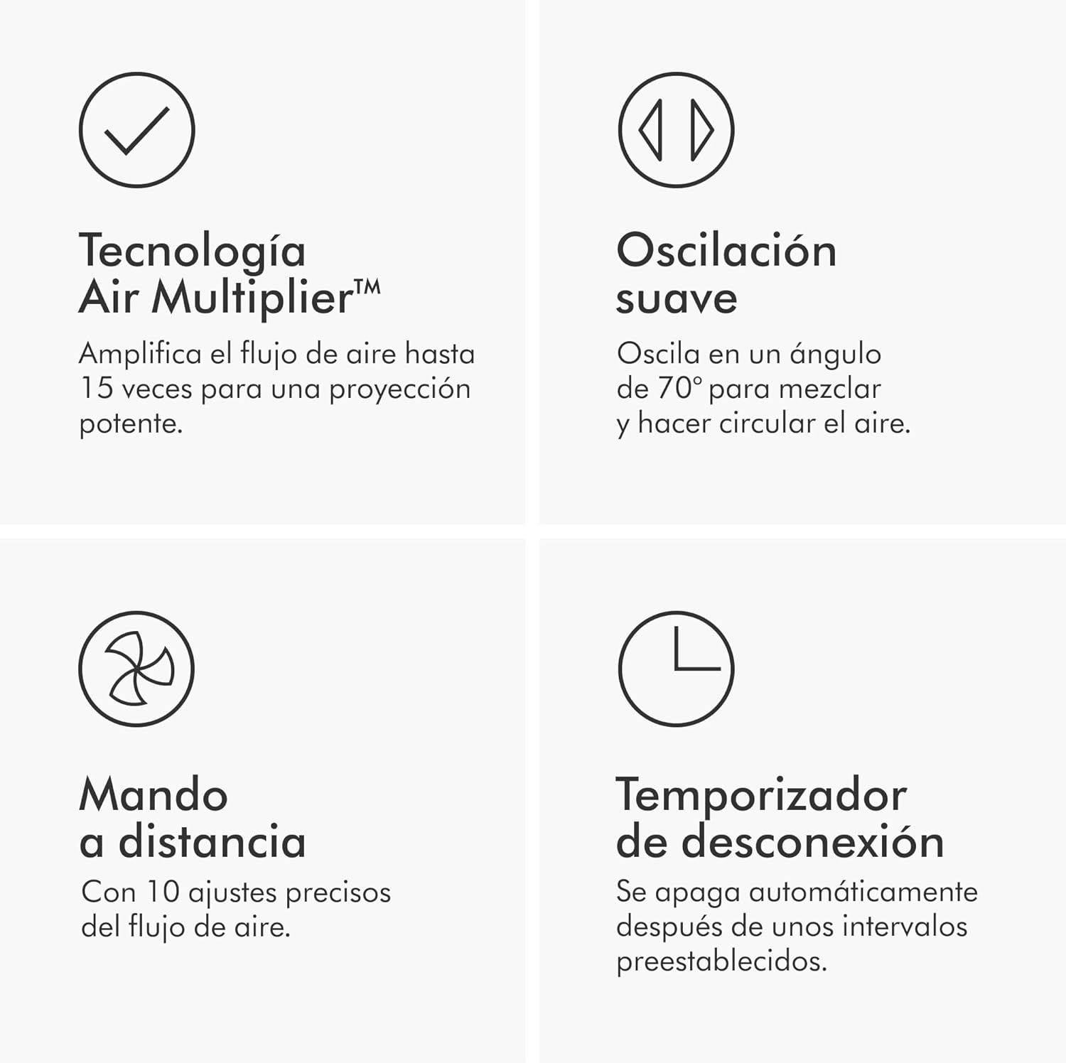 Cool™ Ventilador de torre (AM07) Air Multiplier™, ventilador sin aspas potente con tecnología Air Multiplier™ (Blanco/Plata)