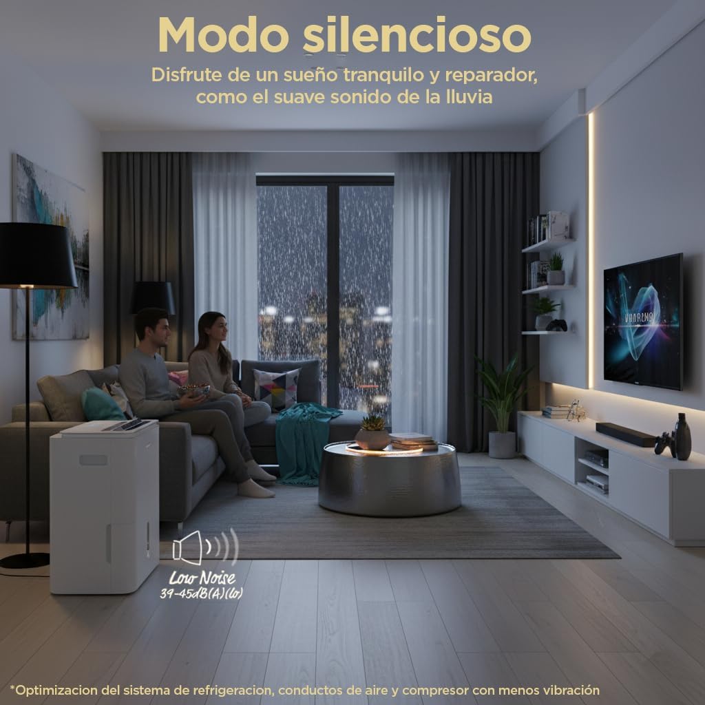 COMFEE' Deshumidificador de Humedad 16L Silencioso | WiFi/App, Modo Secado de Ropa y Auto Antihumedad, Purificador Eléctrico Antibacterias, moho y Condensación | Ideal en habitaciones hasta 45m2/120m3