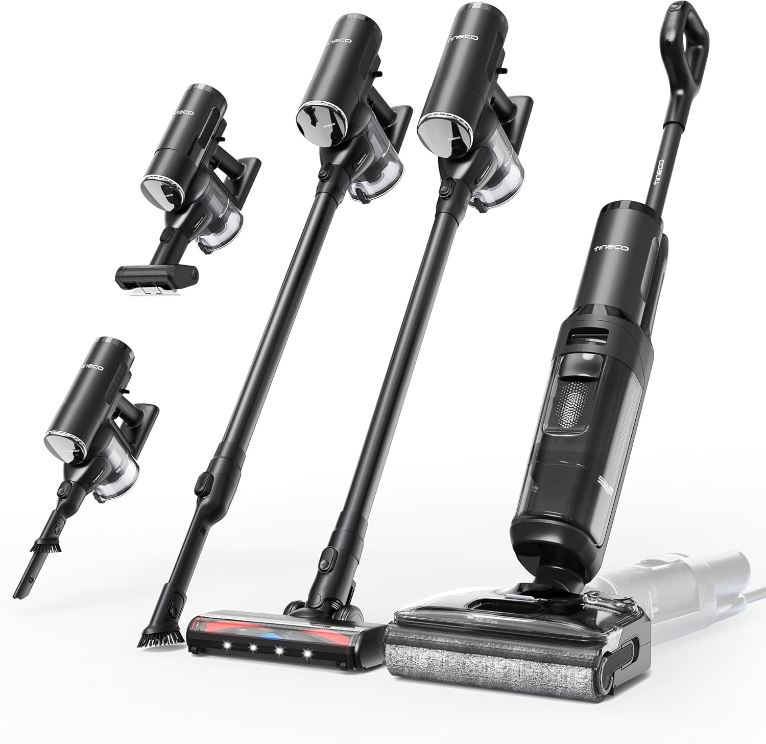 Tineco Floor ONE S7 Stretch Ultra Bezprzewodowy Odkurzacze na sucho i mokro, zapobiegająca splątaniu 180°, czas pracy 50 minut, samooczyszczanie Flashdry 85℃, dwustronne czyszczenie krawędzi