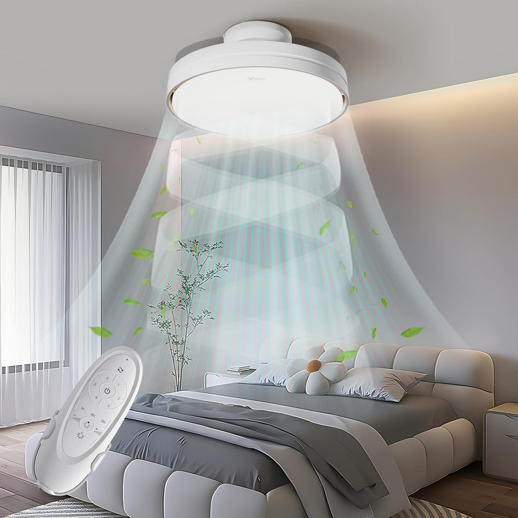 Silencioso Sin Aspas Ventilador de Techo con Luz Regulable 60W 30W Motor DC 30W Luz CCT 3000-5700K LED Lampara Ventilador Techo y Mando 6Velocidades Temporizador Memoria Apto para Salón Dormitorio