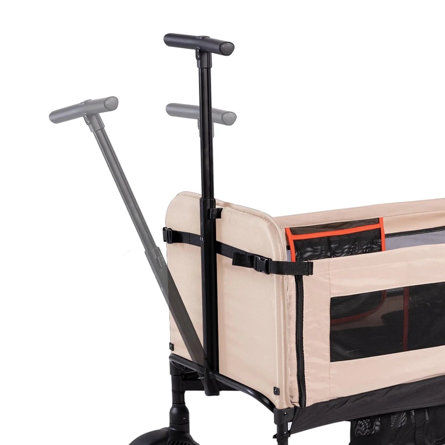 Yvolution Easy Folding and Storage Wagon with Awning - Folding Wagon for Kids, Cargo and Garden, Side Opening Cart for 2 Kids, Adjustable Push and Pull Handle, Front Door with