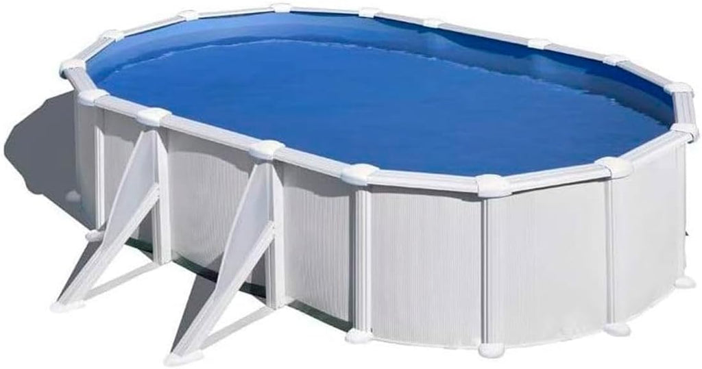 Piscina Gre KITPROV618 Atlantis - Piscina de Acero Elevada,Ovalada con Aspecto Acero Blanco. Piscinas Desmontables para Jardín 610 x 375 x 132 cm.