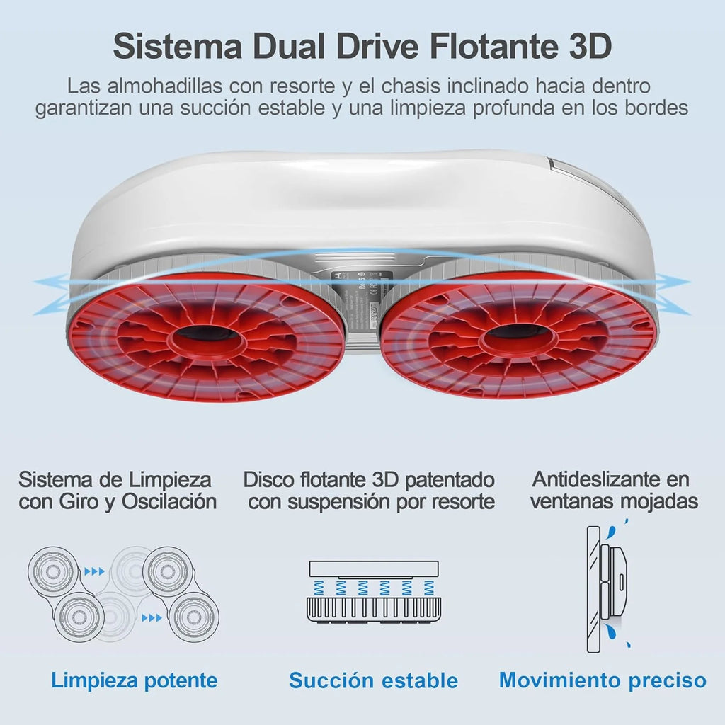 HUTT S55 Pro Robot Glass Cleaner with 3D Floating Pads, Suction up to 6500Pa, HydroJet Spraying, Slam 4.0 Navigation, 80 ml Reservoir, Multilayer Safety System