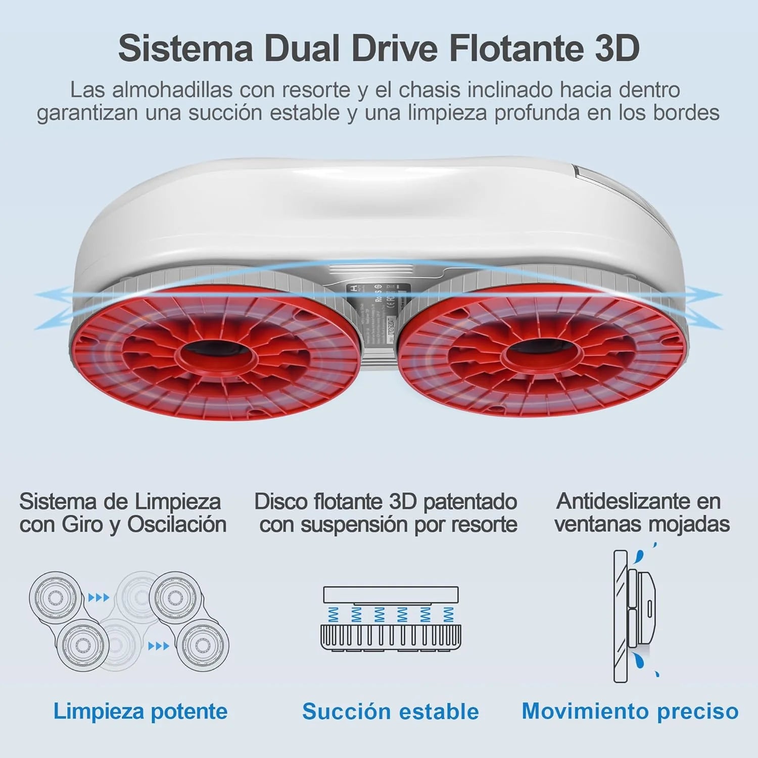 HUTT S55 Pro Robot Glass Cleaner with 3D Floating Pads, Suction up to 6500Pa, HydroJet Spraying, Slam 4.0 Navigation, 80 ml Reservoir, Multilayer Safety System