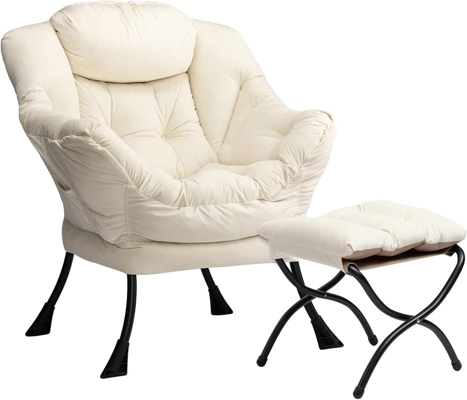 HollyHOME Poltrona, Relax Poltrona con Braccioli e Divano Pocket, Tessuto in Velluto, Leisure Sofa con Tessuto Moderno e Struttura in Acciaio, Blu Scuro