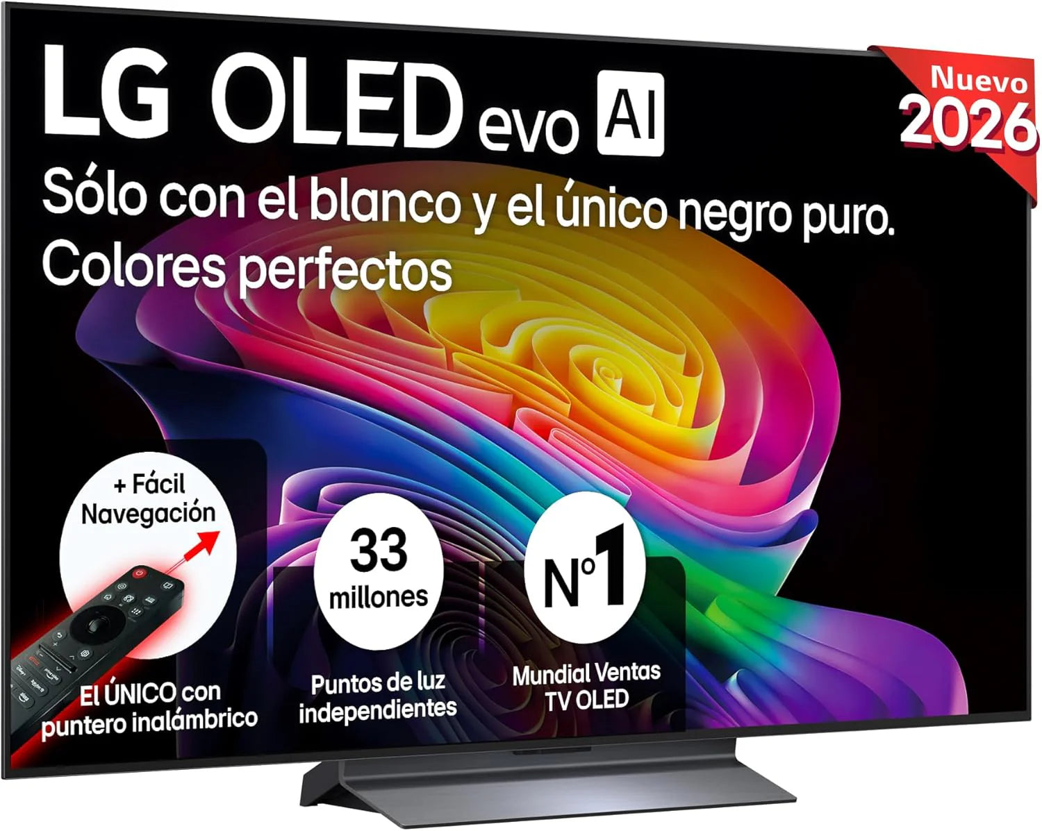 LG OLED65C54LA - TV 65", OLED EVO 4K, Smart TV AI C5, WebOS 25, Super Upscaling, Dolby Vision and Dolby Atmos, AMD FreeSync, Alexa/Google Assistant, Black