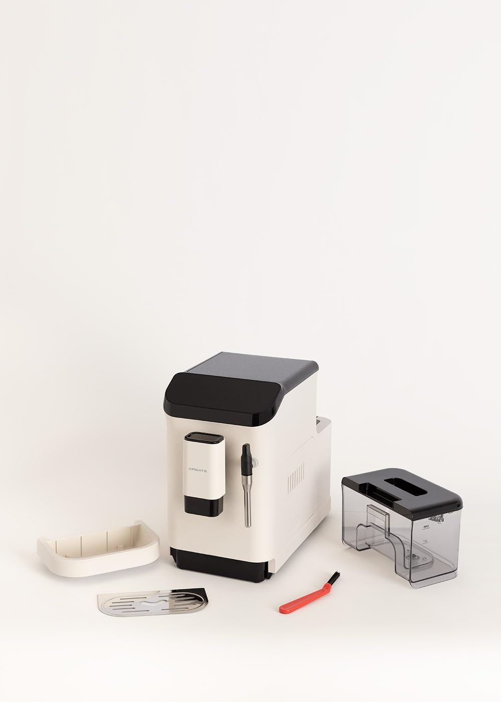 CREATE / THERA MATIC TOUCH/Cafetera superautomática blanco roto / 20 bar, tanque 1,5l, depósito para granos de café de 180g, brazo vaporizador, panel de control táctil, función autolimpieza, 1350W