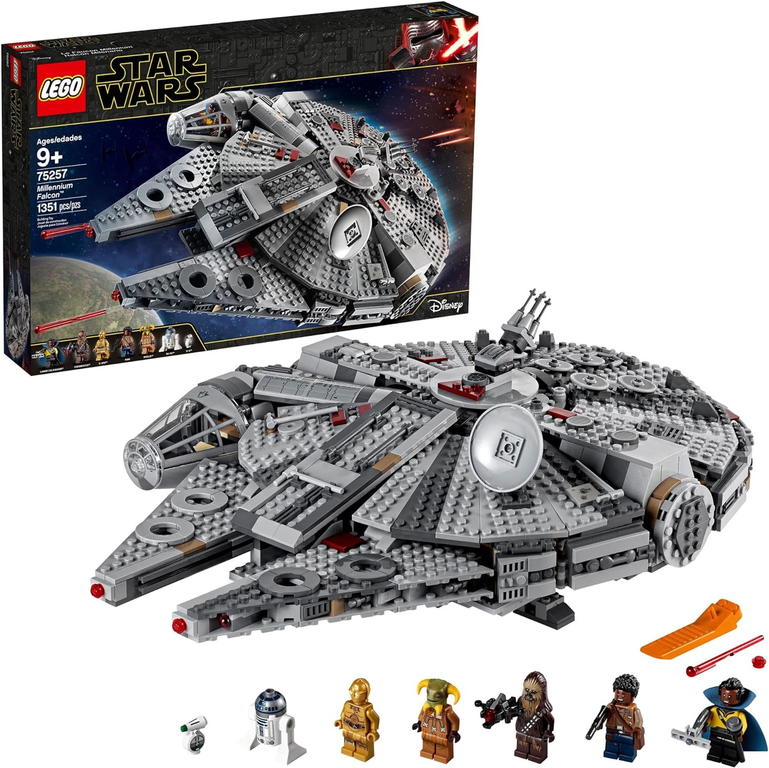 Star Wars: The Rise of Skywalker Millennium Falcon 75257 Starship Model Building Kit and Minifigures, New 2019 (1,351 Pieces)