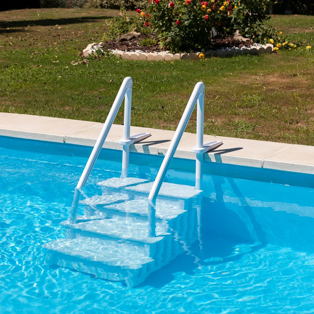 Gre EPE30 – Non-Slip Pool Ladder, Safety Ladder for 4 Steps, Synthetic, White, 80 x 92 x 206 cm