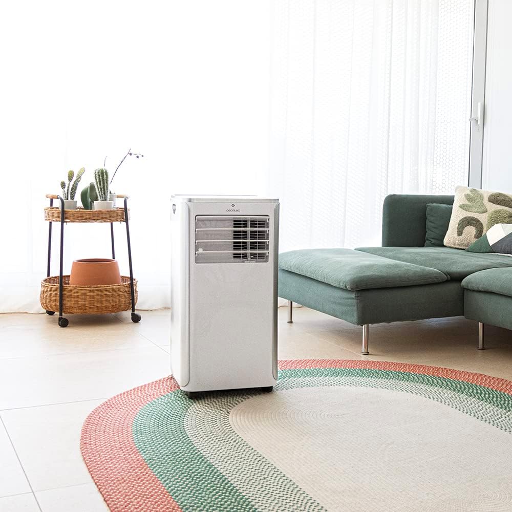 Cecotec Aire Acondicionado Portátil con Mando a Distancia ForceClima 9100. 9000 BTU, Bajo Consumo, Pantalla LED, 4 Modos, 2 Velocidades, Cobertura 20-25m2