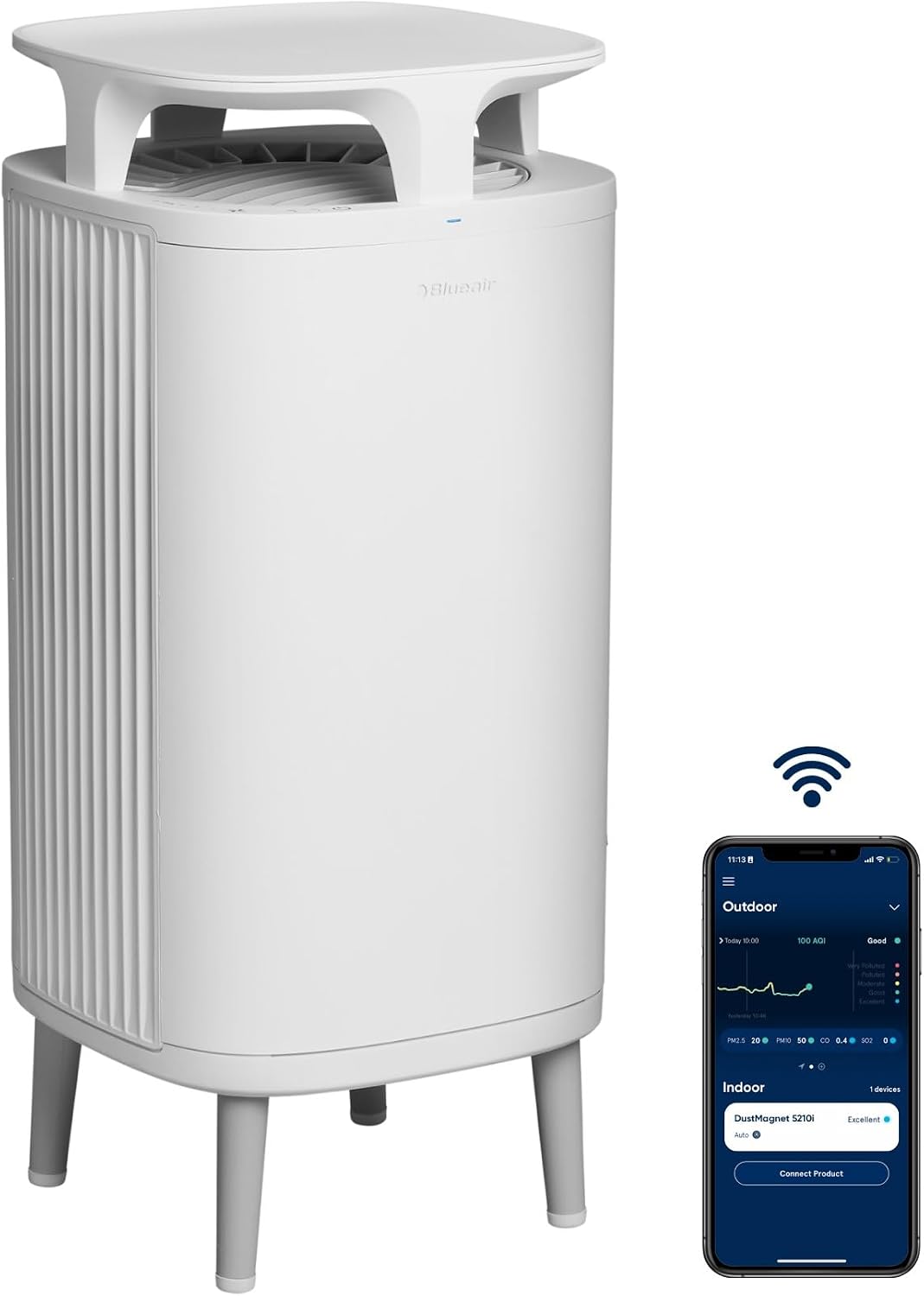 BLUEAIR DustMagnet 5240i Oczyszczacz powietrza stołowego do pomieszczeń o powierzchni do 48 m² - HEPASilent | usuwa kurz, sierść zwierząt, dym, pleśń, pyłki, alergeny, zapachy