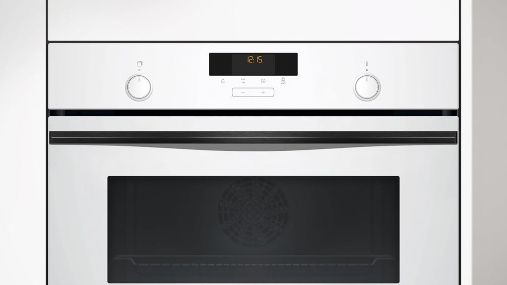 Balay - Horno compacto, 45 cm, Aire Caliente 3D, Aqualisis, Raíles Flex, Cristal blanco, 3CB5159B3