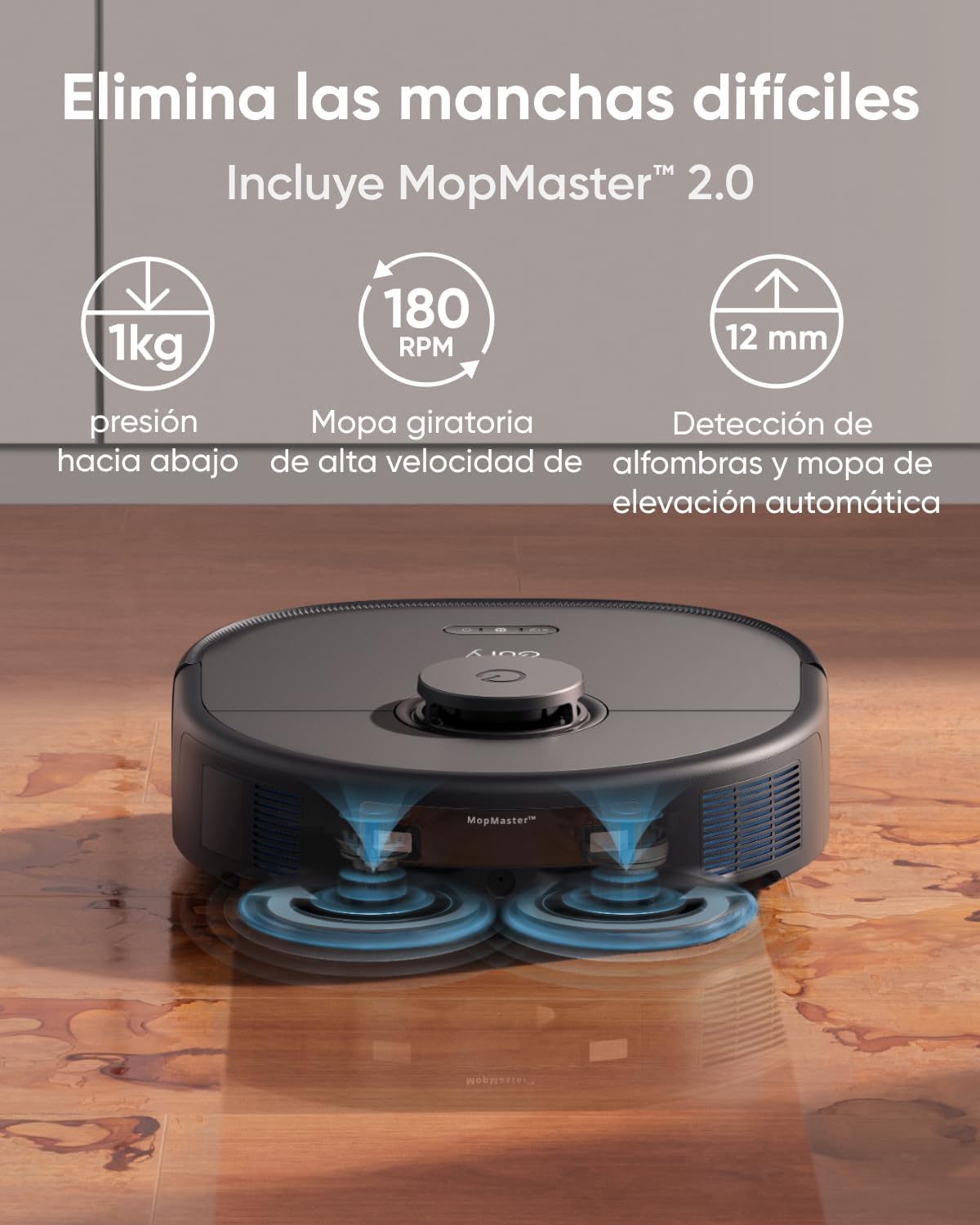 eufy X10 Pro Omni Robot Aspirador con Base Autovaciado y Mopas Giratorias, Mopa Doble con Elevación Automática de 12 mm, Detección de Alfombras, Antiobstáculos AI, Lavado y Secado automático, Negro