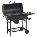 2026 Barbacoa con ruedas y estantes, negra, acero, 115 x 85 x 95 cm, barbacoa exterior