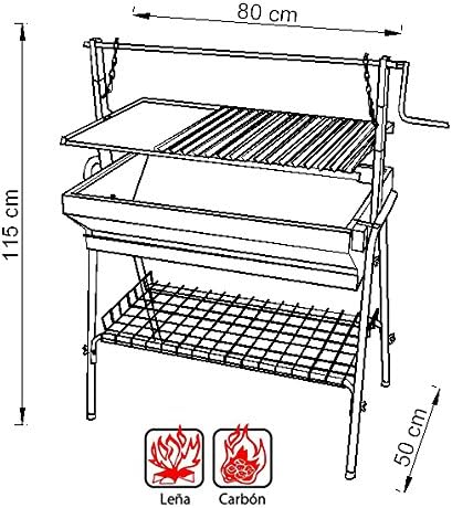 Imex EL ZORRO 71764 - Barbacoa con Plancha y Ascensor, Negro, 80x50x115cm