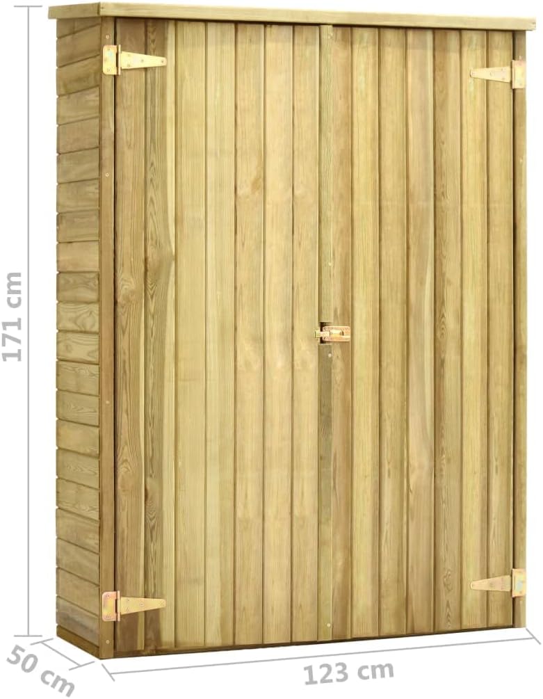 Tidyard Caseta Herramientas Jardín 4 Estantes de Apoyo Gabinete Caseta Herramientas Cobertizo Armario Exterior Madera Jardín Pino Impregnada 123 x 50 x 171 cm