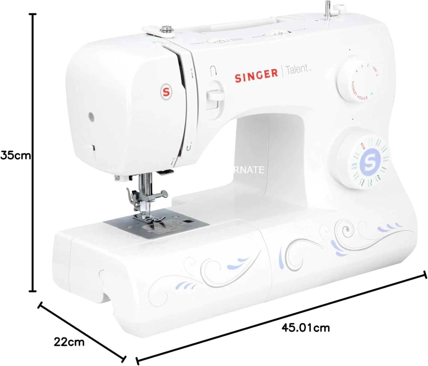 Singer Talent 3323-30 Mechanical Sewing Machine, Utility Stitches, One-Step Fully Automatic Eyelet Stitches, Zig-Zag Up to 6 mm, Automatic Threading, Professional Sewing Machine, White