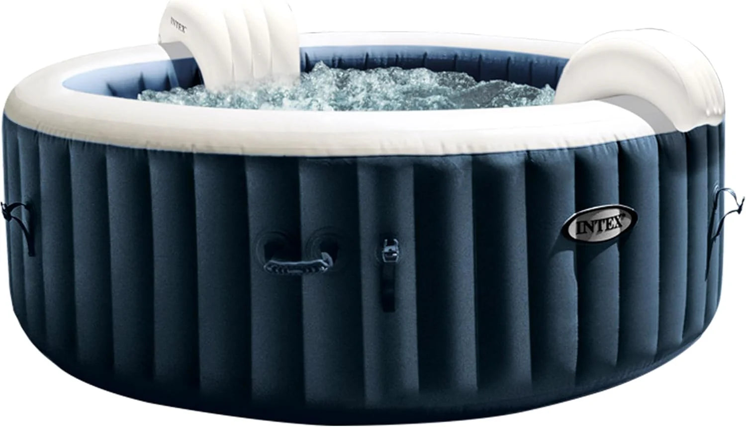 Intex Greywood Deluxe Circular Inflatable SPA, 4 People, Ø196x71, Heater, 140 Air Outlets, Wireless Control Panel App, Filter S2 Cleaner, Salt Chlorinator, Accessories Included (55100)
