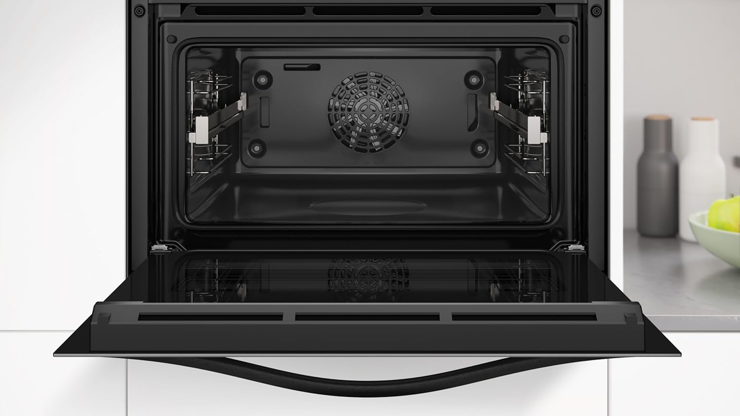 Balay - Horno compacto, 45 cm, Aire Caliente 3D, Aqualisis, Raíles Flex, Cristal blanco, 3CB5159B3