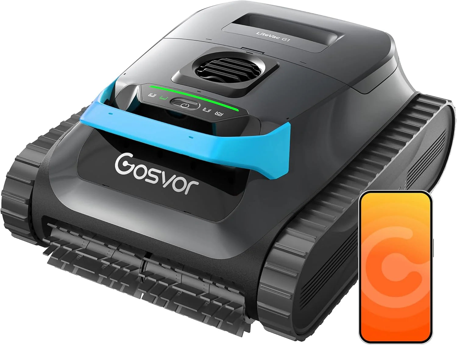 Gosvor (Nuovo 2026) Robot Pool Cleaners and Walls, Double Filtration, Intelligent Planning Routes, 5 Modes, App Control, 200 Min Autonomy, Water Line and Shallow Area, Grey Orange