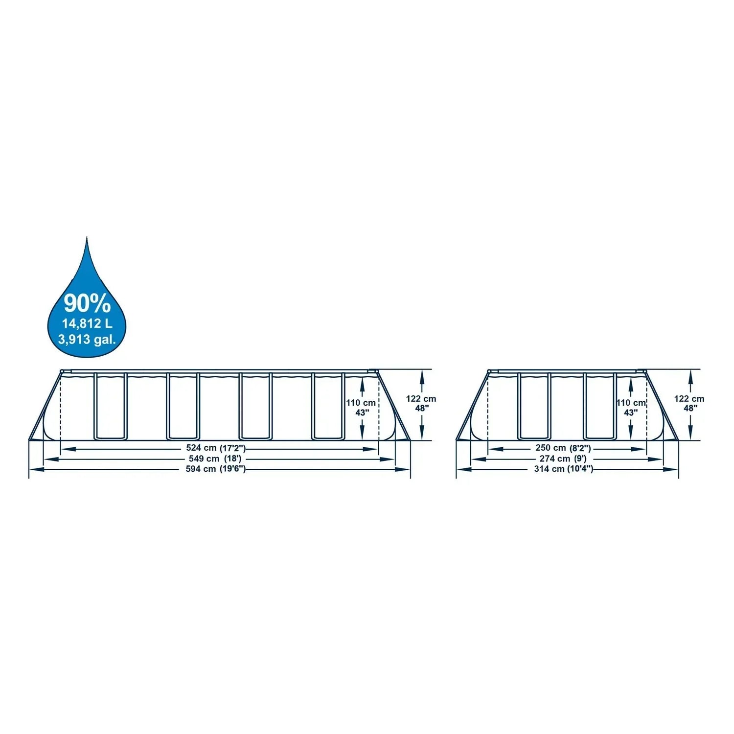 Piscina Desmontable Tubular Bestway Power Steel Ratán 549x274x122 Cm Con Depuradora Cartucho 5.678 L/h Con Cobertor Y Escalera