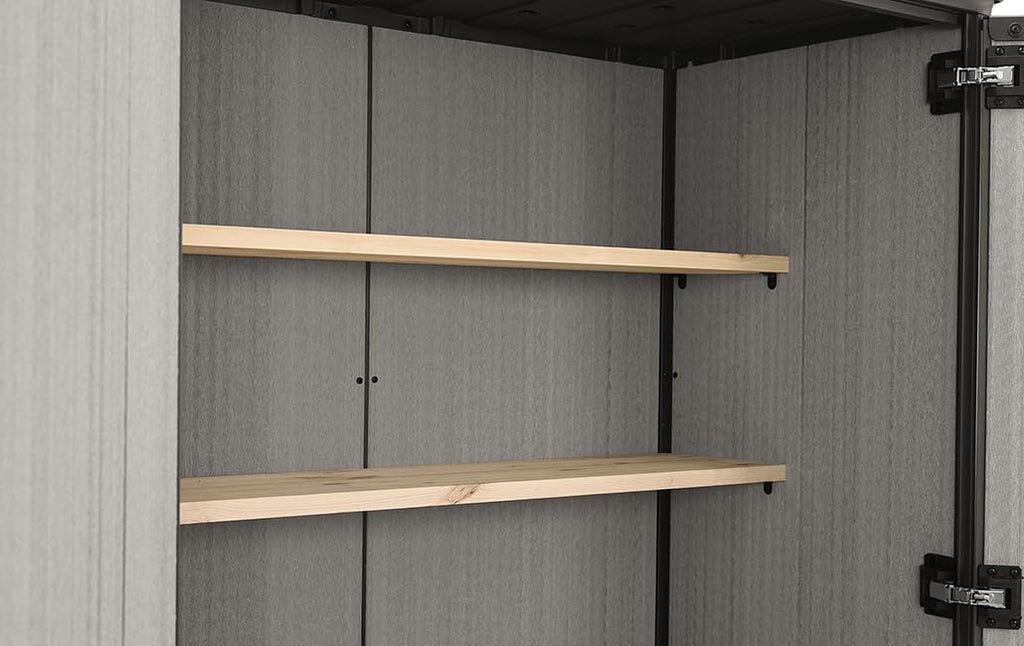 Keter High Store Plus- Cobertizo de jardín Exterior, 1400L, Color Gris, tecnología Duotech Paredes aptas para Pintar, 170.4 x 140 x 73.6 cm
