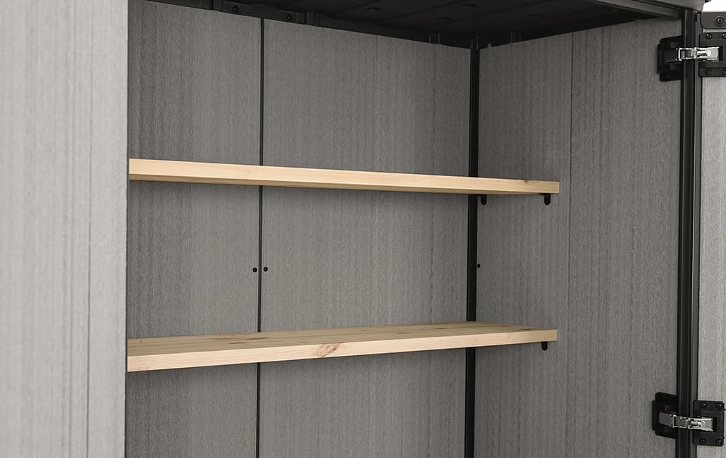 Keter High Store Plus- Cobertizo de jardín Exterior, 1400L, Color Gris, tecnología Duotech Paredes aptas para Pintar, 170.4 x 140 x 73.6 cm