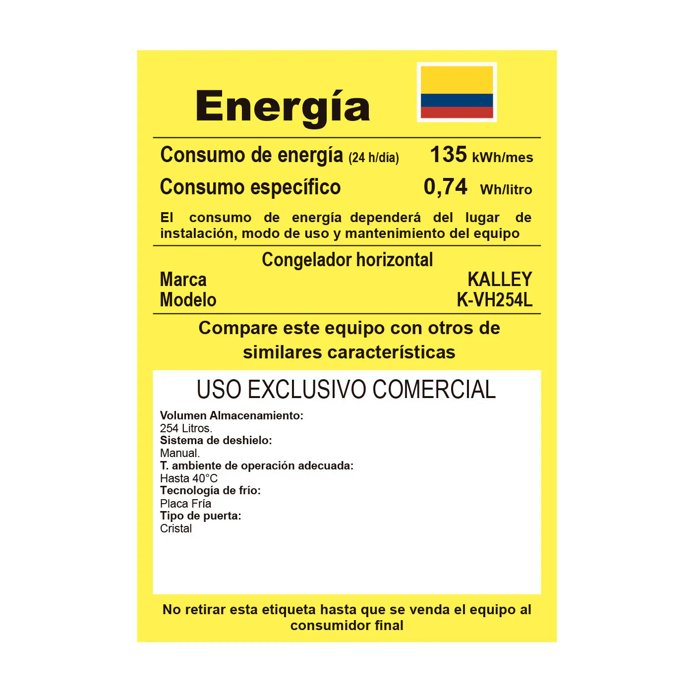 2026 Congelador Blanco 125,5x89 cm de 254 Litros con Dos Compartimientos