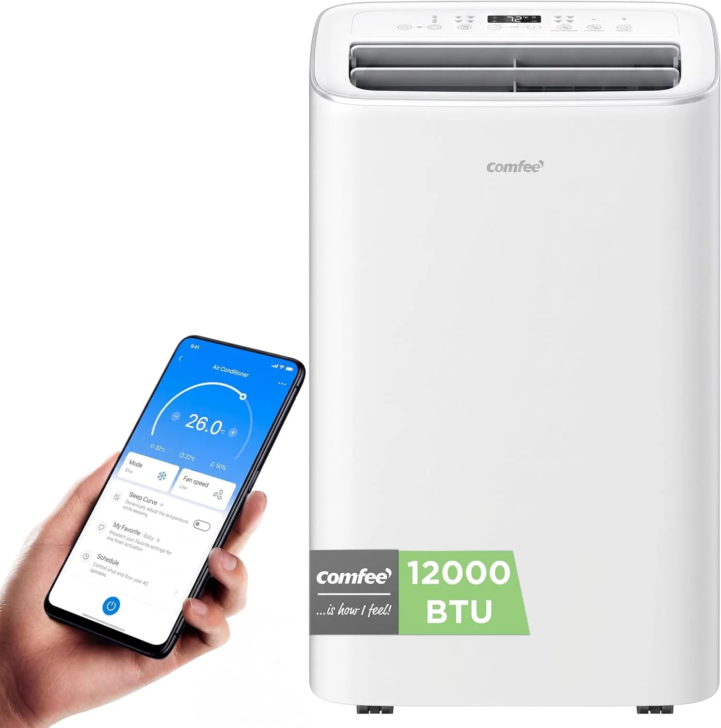 COMFEE Penguin Portable Air Conditioner 3-in-1 | 7000 BTU/1800 Refrigerators with App + Remote Control | Air Conditioner and Dehumidifier | Low Consumption | Follow Me Function | Includes Window Kit
