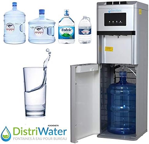 Dispensador de agua fría o caliente. Fuente de agua con asa ergonómica, todo tipo de garrafas, para agua caliente y fría, para la oficina y la casa, color gris