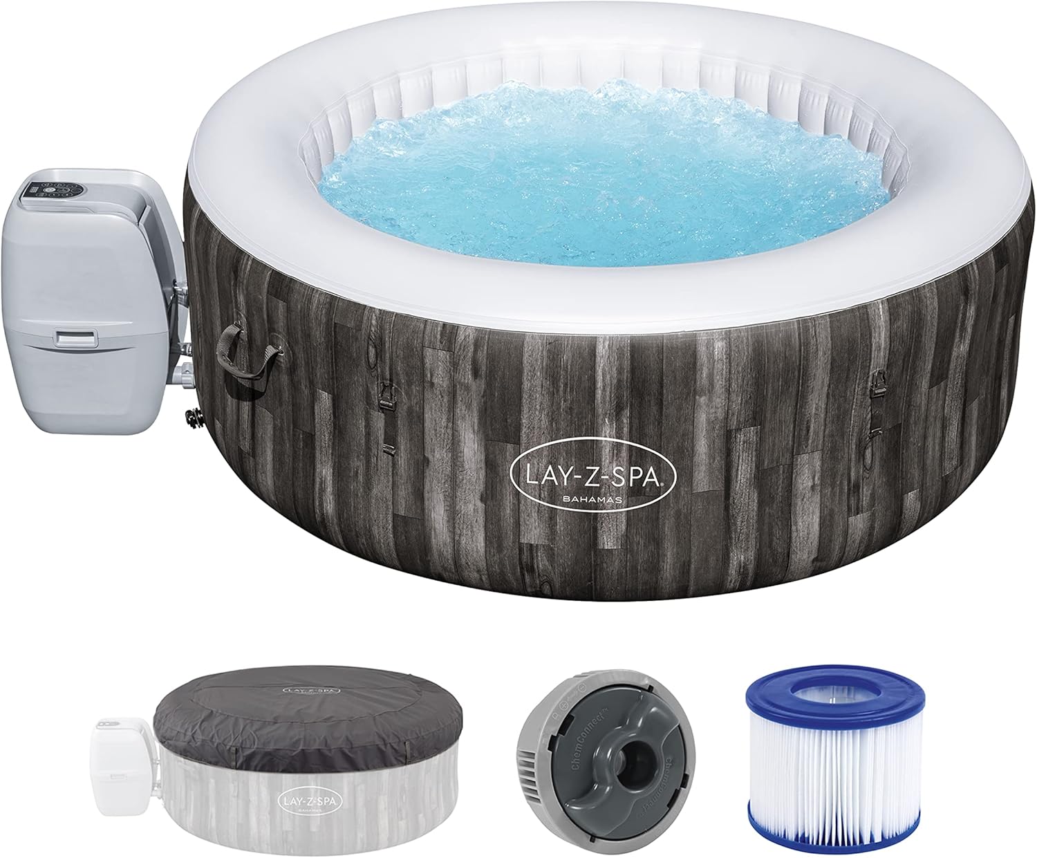 Bestway - SPA Hinchable Lay-Z-SPA Bahamas para 2-4 Personas Redondo 180 x 66 cm