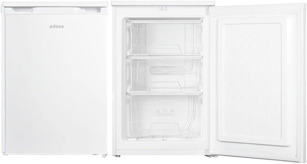 Edesa Congelador Horizontal EZS-0813 WH/A Table-Top Frío Homogéneo Regulación Mecánica de Temperatura 3 Cajones de Capacidad y Puerta Reversible Tirador Integrado Ancho 55,3cm Color Blanco
