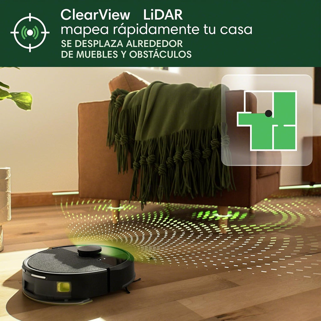 iRobot Roomba 105 Combo y Base AutoEmpty con autovaciado de 75 días, Aspirador y friegasuelos, Clearview LiDAR, 7000Pa,120 mins, SmartScrub, Evita obstáculos,Recarga y reanuda,App, 3 Modos Limpieza_N