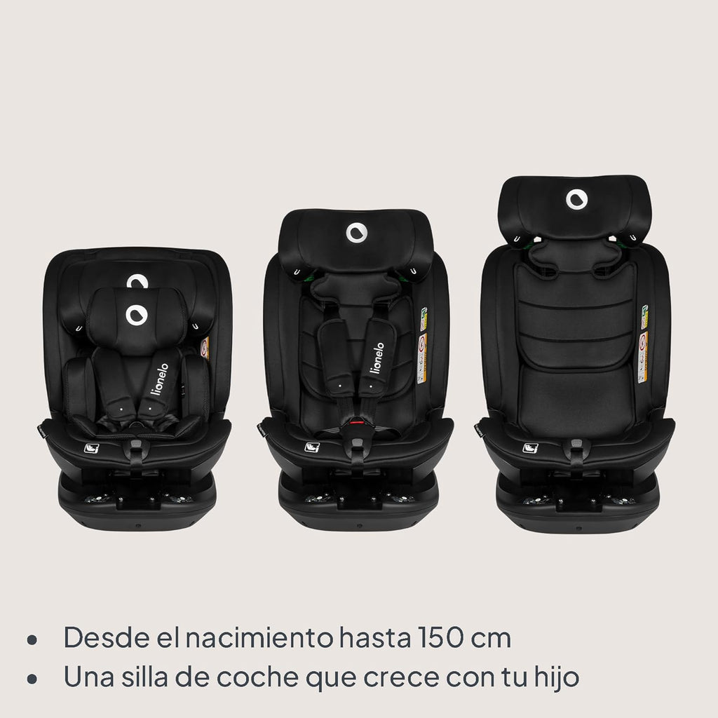 LIONELO Bastiaan RWF i-Size Silla de Coche para Bebé Giratoria 360° 0-36kg, Instalaciión Delantera y Trasera (18kg), ISOFIX TopTether, Reposacabezas y Respaldo Ajustables Protección Lateral