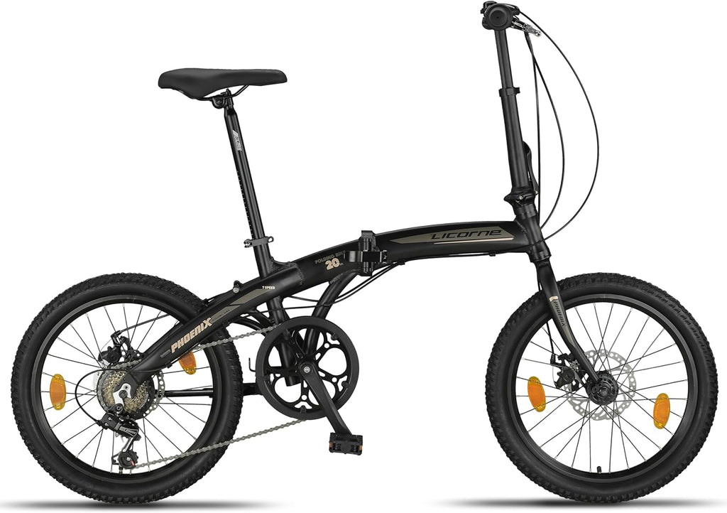 Licorne Bike Phoenix 2D Cross Bicicleta plegable de aluminio de 20 pulgadas, freno de disco, bicicleta plegable para hombre y mujer, 7 marchas, marco de aluminio