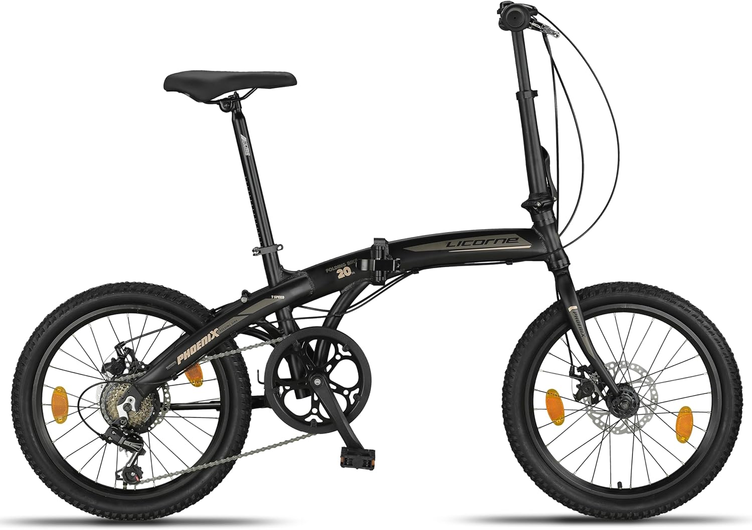 Licorne Bike Phoenix 2D Cross Bicicleta plegable de aluminio de 20 pulgadas, freno de disco, bicicleta plegable para hombre y mujer, 7 marchas, marco de aluminio