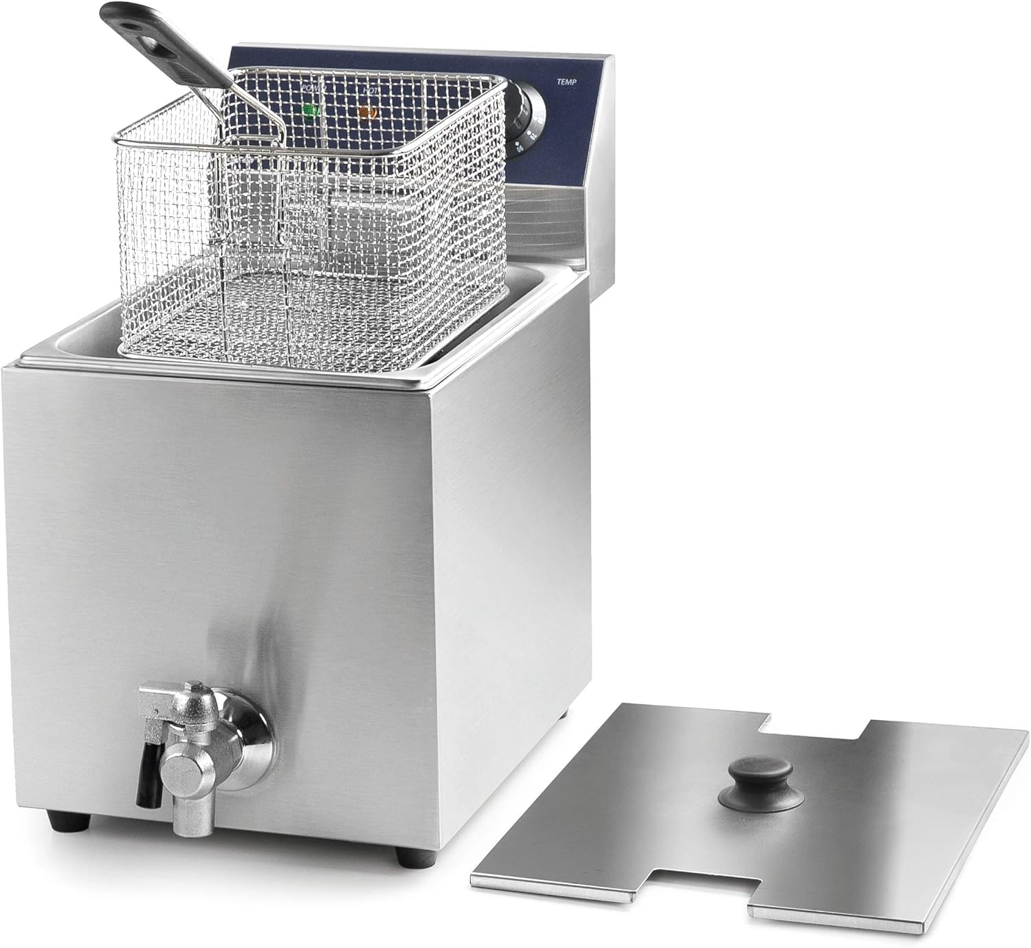 Lacor 69468 69468-Freidora eléctrica con Grifo Profesional 3250 W, 8 L, Acero Inoxidable