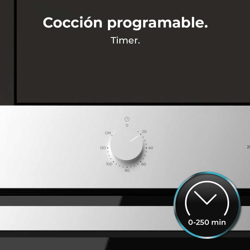 Cecotec Horno Integrable Multifunción 70L Bolero Hexa M236000 Inox Time. 2800W, 6 Funciones, Temporizador, Steam Base XXL, Steam Assist, Steam EasyClean, Cooling Fan, Modo Defrost, Eco, Convección