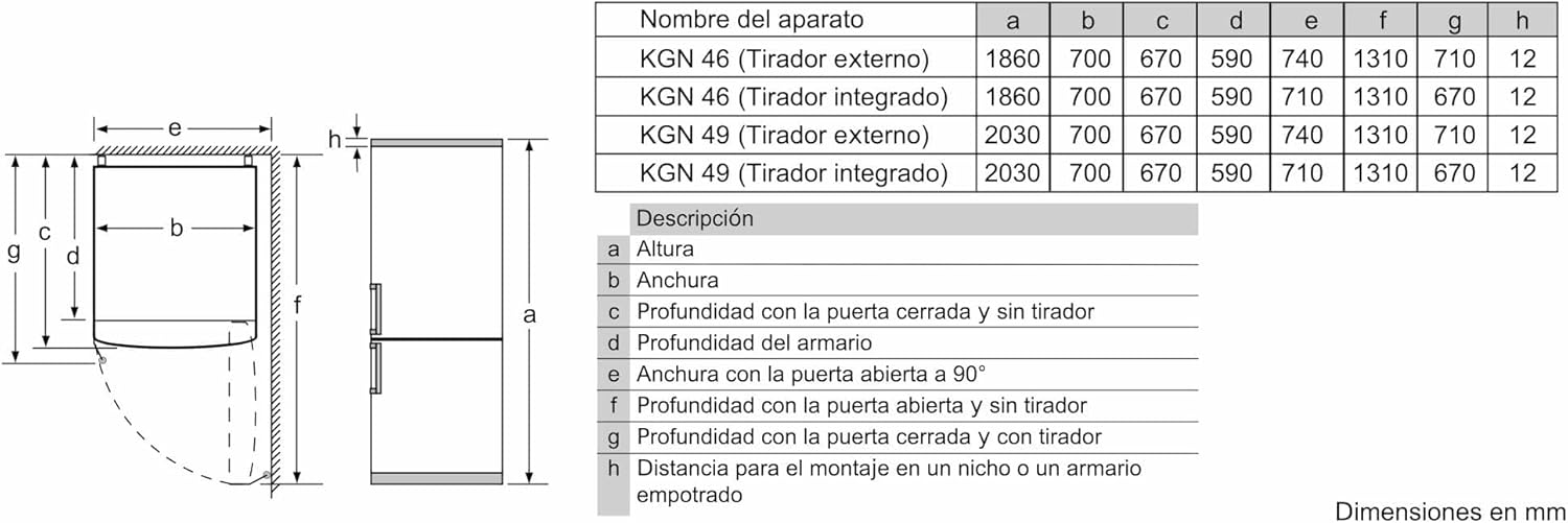 Bosch Serie 4 - Frigorífico combinado, NoFrost, alto 203 x ancho 70 cm, 438 L, Tecnología VitaFresh, Blanco - KGN49XIDQ