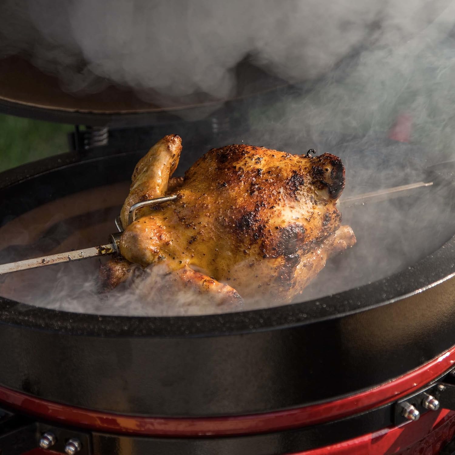 Kamado BONO BBQ - Barbacoa Grande XXL con 10 accesorios - Ø 59 cm Kamado Barbacoa con Accesorios - Parrilla ahumador rojo en la terraza, balcón o jardín