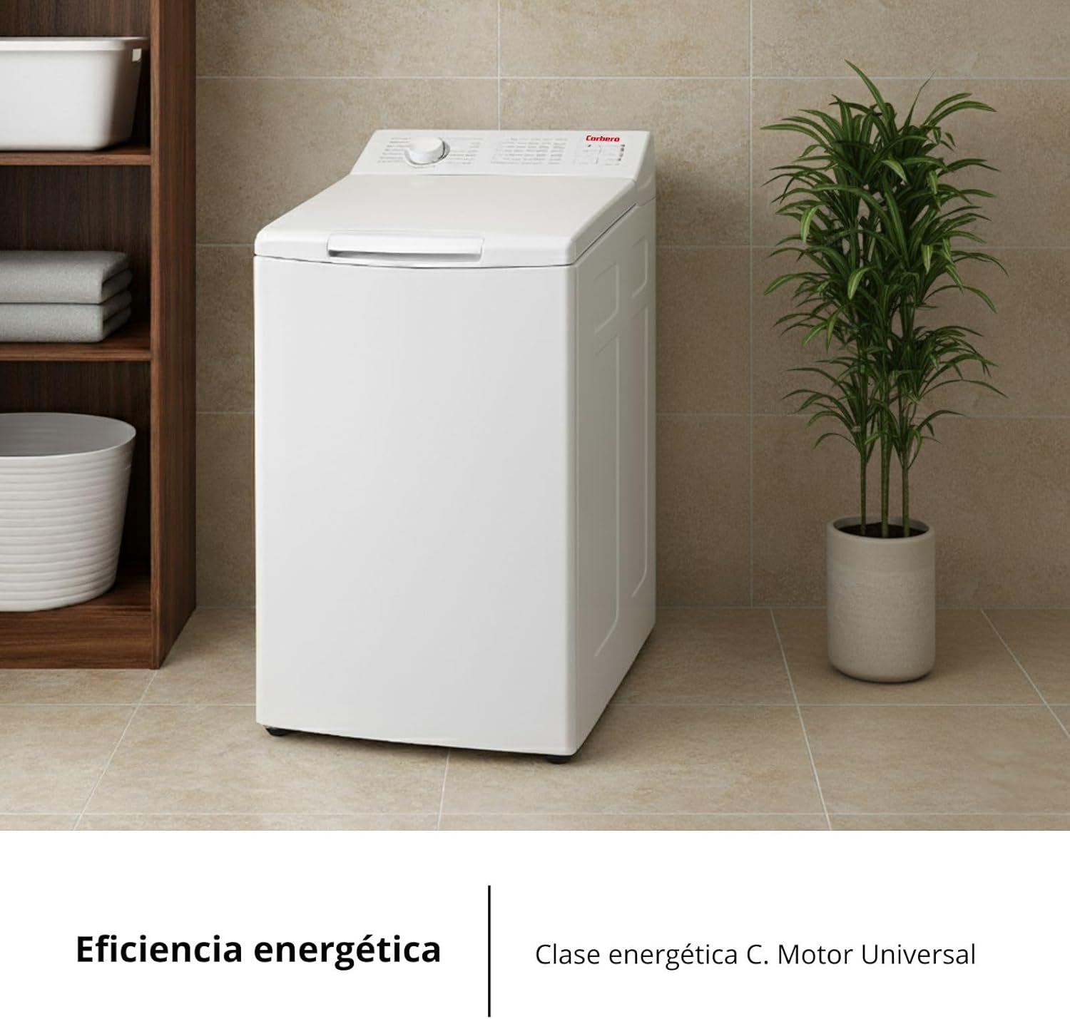 Corberó - Lavadora Carga Superior 6.5kg| CLACSM6524 | 1200 RPM | 16 Programas, Función Vapor, ECO, limpieza tambor| Inicio Diferido| Lavado Rápido | Planchado Fácil | Indicadores LED | Blanco