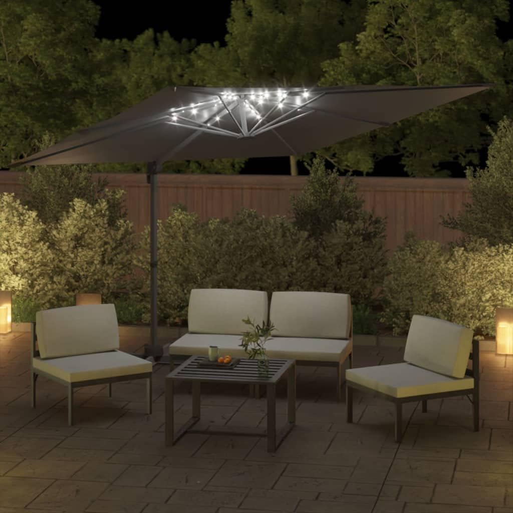 Paraguas voladizo LED antracita, 400 x 300 cm