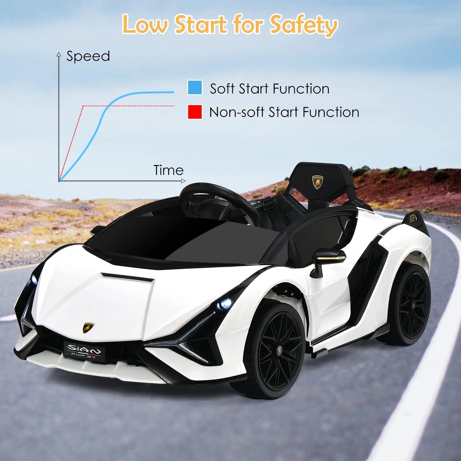 Lamborghini Licenciado Eléctrico con Suspensión y Bluetooth