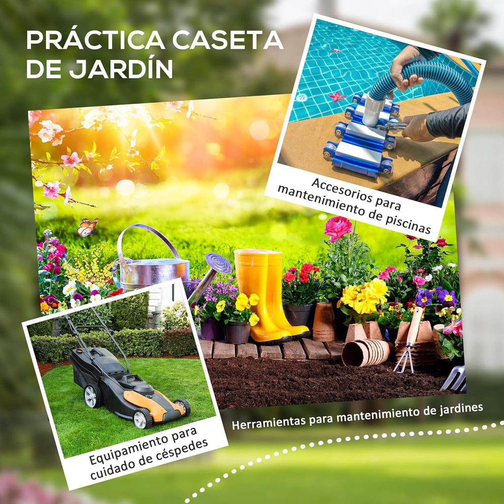 Outsunny Caseta de Jardín Exterior, 1,14 m², 151x92x193 cm, Cobertizo de Jardín Exterior con Suelo, Puerta Corredera, Ventana y Techo Inclinado, para Almacenamiento de Herramientas, Gris