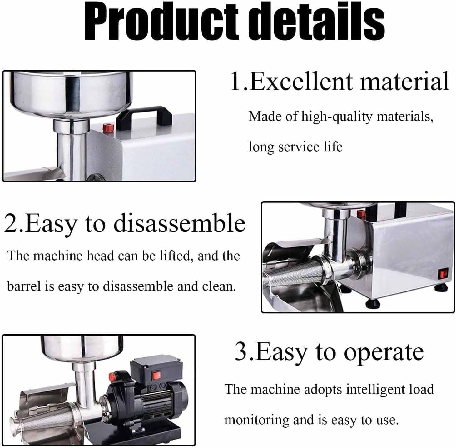 Fresadora de tomate comercial, alimentos de acero inoxidable de 450 W, máquina for hacer salsa prensada, máquina exprimidora de salsa de tomate for salsa de fresa y arándano