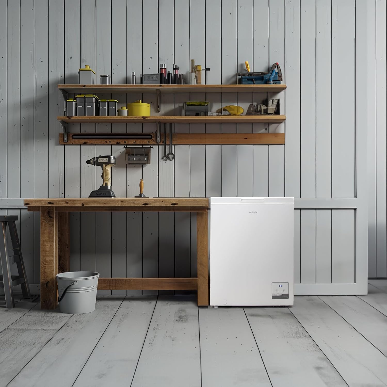 Cecotec Congelador Horizontal Bolero CoolMarket Chest 142 White E, Capacidad 142 L, Modo Inverter Plus, Dual Fuction, Fast Freezing, Cesta Interior, Control Electrónico, Clase E